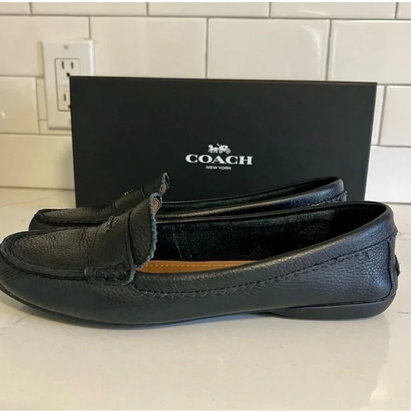 Coach Odette Black Leather Slip-on Casual Women’s Loafer Flat Shoes Size 9.5 - Picture 3 of 10